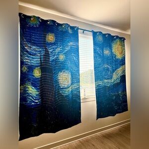 Starry Night Blue Curtains